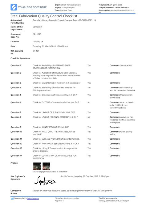 quality inspection form template metal fabrication|metal fabrication quality checklist pdf.